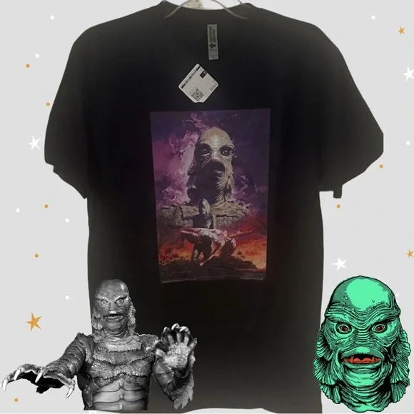 NEW Next Level Apparel Black Tee with Mythical Creature Design “RARE” - Picture 2 of 11